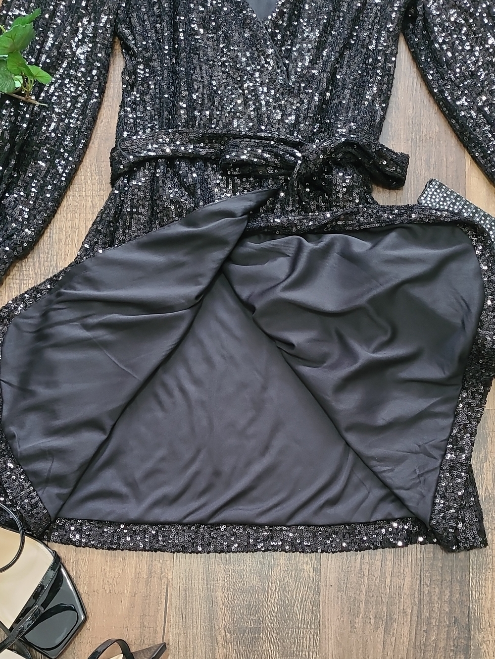 Black Sequin Mini Dress  NWT - Picture 4 of 9